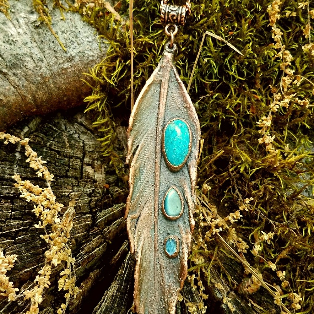 Handmade Crystal and copper real plated feather